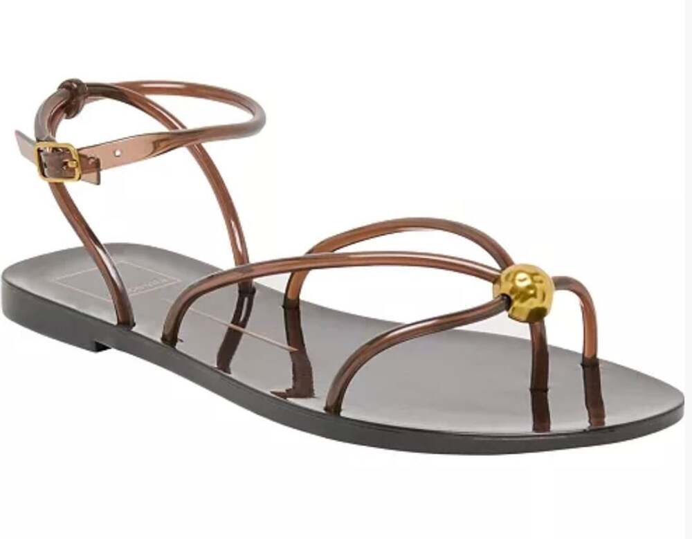 Dolce Vita Kenley Sandals Chocolate Brown Vinyl Flat Thong Jelly